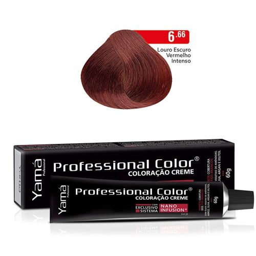 Coloração Professional Color Nano Infusion 6.66 Louro Escuro Vermelho Intenso Yamá