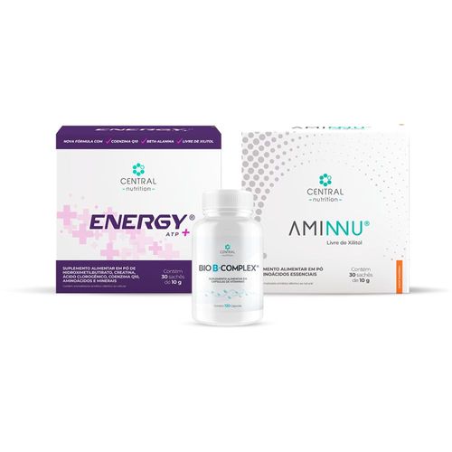 Kit Durante o uso de análogos do GLP-1 (AMINNU® Sem Xilitol Sabor Tangerina + ENERGY® - ATP ? Sabor Tangerina + BIO B-COMPLEX®)