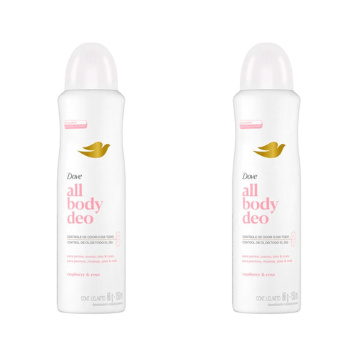 Kit com 2 Unidades de Desodorante Corporal Aerosol Dove All Body Deo Raspberry E Rose 150ml