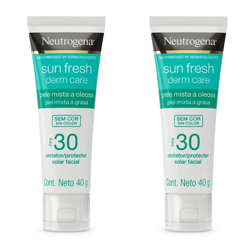 Kit com 2 Unidades de Neutrogena Sun Fresh Derm Care Sem Cor Protetor Solar Facial FPS30 40g Kit com 2 Unidades de Neutrogena Sun Fresh Derm Care Sem Cor Protetor Solar Facial FPS30 40g