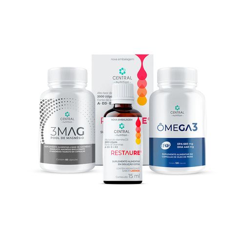 Kit Bem-estar (RESTAURE® + 3MAG + ÔMEGA 3 IFOS™ 120 caps) 120 caps Kit Bem-estar (RESTAURE® + 3MAG + ÔMEGA 3 IFOS™ 120 caps) 120 caps