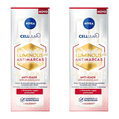 Kit com 2 Unidades de Sérum Facial Nivea Cellular Luminous 630 Antimarcas Anti-idade 30ml Kit com 2 Unidades de Sérum Facial Nivea Cellular Luminous 630 Antimarcas Anti-idade 30ml