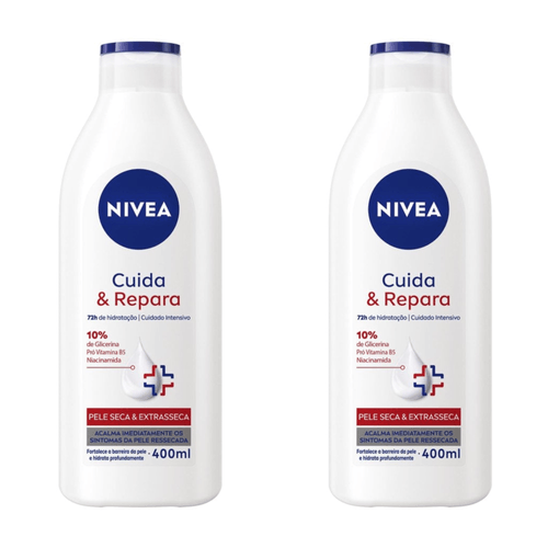 Kit com 2 Unidades de Nivea Cuida&Repara Loção Hidratante 400ml Kit com 2 Unidades de Nivea Cuida&Repara Loção Hidratante 400ml