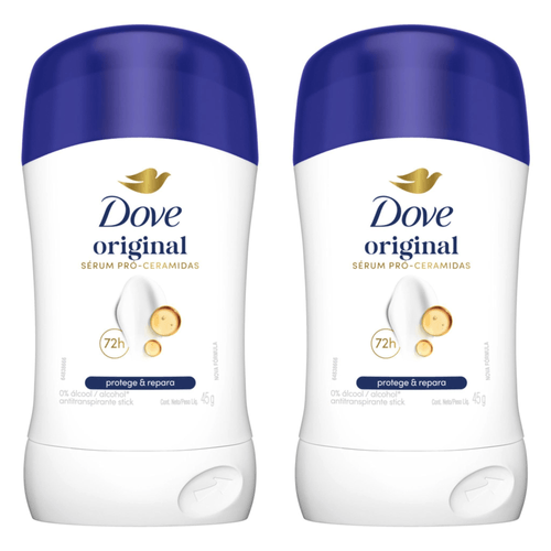 Kit com 2 Unidades de Dove Desodorante Antitranspirante Stick Original 7h de Proteção 45g