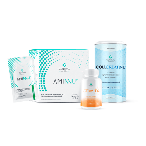 Kit Saúde Muscular e Óssea (AMINNU® Limão + COLLCREATINE® Sem Sabor + ATIVA D3®) Limão Kit Saúde Muscular e Óssea (AMINNU® Limão + COLLCREATINE® Sem Sabor + ATIVA D3®) Limão
