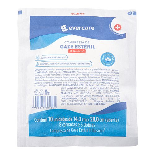 714208---Compressa-de-Gaze-Ever-Care-Esteril-11-Fios-10-Unidades 714208---Compressa-de-Gaze-Ever-Care-Esteril-11-Fios-10-Unidades