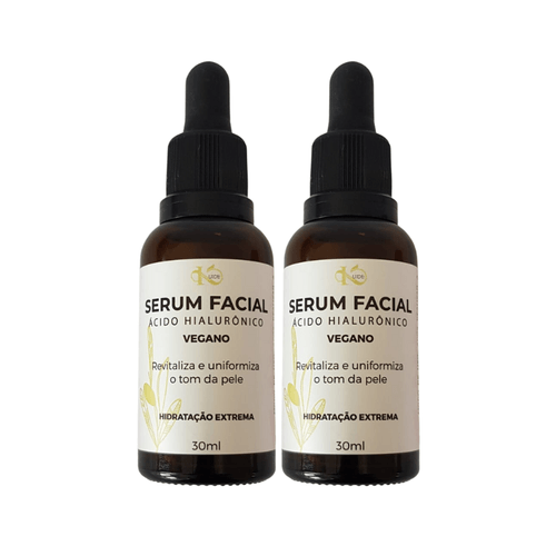 Kit 02 Sérum Facial Vegano Ácido Hialurônico 30ml Kuide
