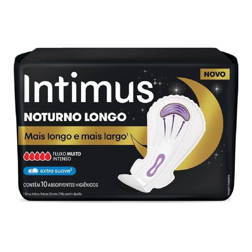 Kit com 2 Unidades de Absorvente Com Abas Extra Suave Intimus Noturno Longo 10 Unidades