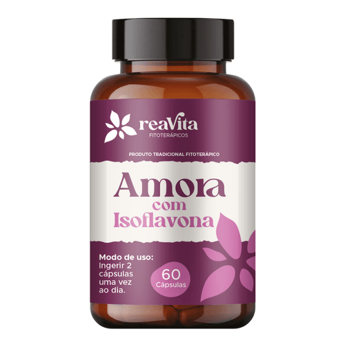 Amora Miúra com Isoflavona 500mg Alivia sintomas TPM e Menopausa suplemento Natural 60caps Reativa