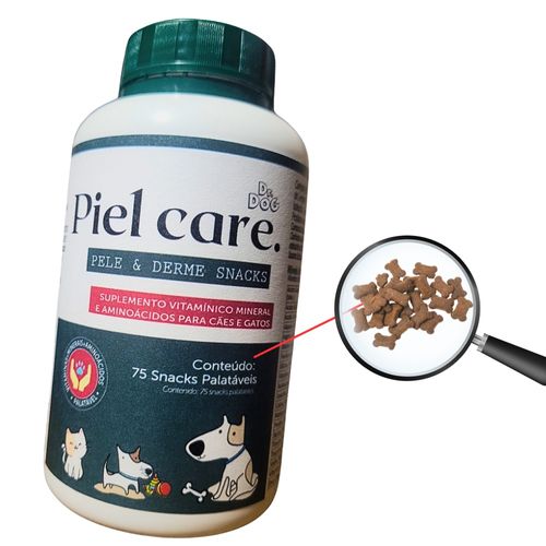 Petisco Cachorros Pêlo e Derme Cães e Gatos c/dermatite lesões pele sensível, snack funcional saudável pets