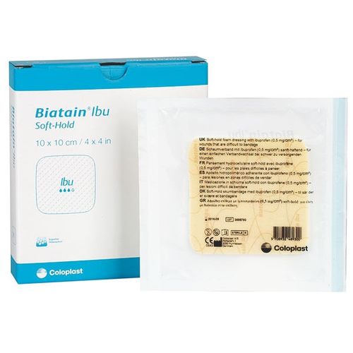 34110 - Curativo de Espuma e Ibuprofeno Não-Adesivo Biatain IBU 10x10cm Unidade unidade bege