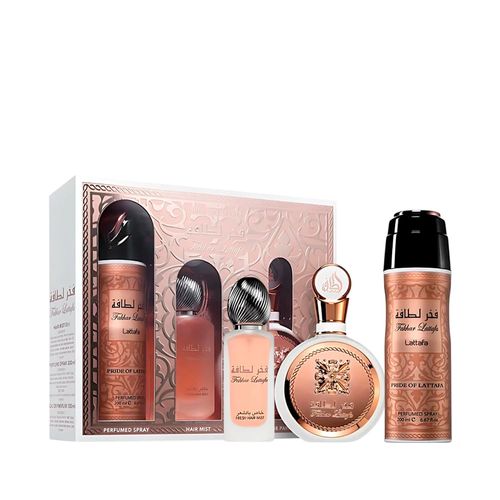 Kit Lattafa Fakhar Women Feminino - Eau de Parfum 100ml e Deodorant 200ml e Hair Mist 50ml NULO Kit Lattafa Fakhar Women Feminino - Eau de Parfum 100ml e Deodorant 200ml e Hair Mist 50ml NULO