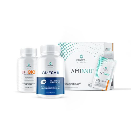 Kit Bem-estar e Longevidade (AMINNU® Tangerina + ÔMEGA 3 IFOS™ 60 caps + BIO Q10 100 mg) Tangerina Kit Bem-estar e Longevidade (AMINNU® Tangerina + ÔMEGA 3 IFOS™ 60 caps + BIO Q10 100 mg) Tangerina