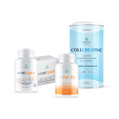Kit Ossos e Articulações (MOREFLEX® + ATIVA D³® + COLLCREATINE® – 500g – Sem Sabor)