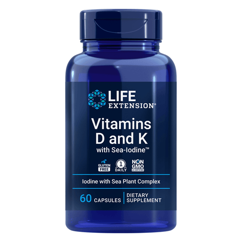 Vitaminas D e K 125mcg 5000UI 60 Cápsulas Life Extension