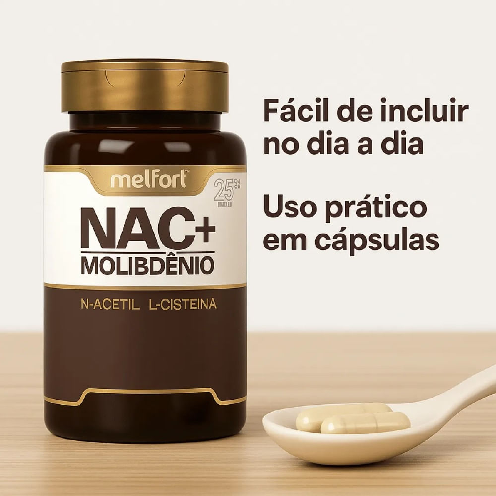 NAC+ MOLIBDENIO 60 CAPSULAS 500MG MELFORT - Drogarias Pacheco