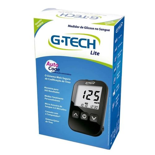 Medidor de Glicose G-Tech Lite Aparelho + Lancetador + 10 tiras + 10 Lancetas