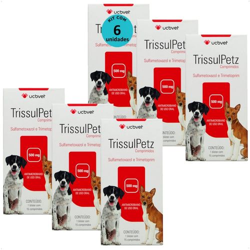 TRISSULPETZ 500MG COM 15 COMPRIMIDOS PARA CÃES UCBVET KIT COM 6 TRISSULPETZ 500MG COM 15 COMPRIMIDOS PARA CÃES UCBVET KIT COM 6