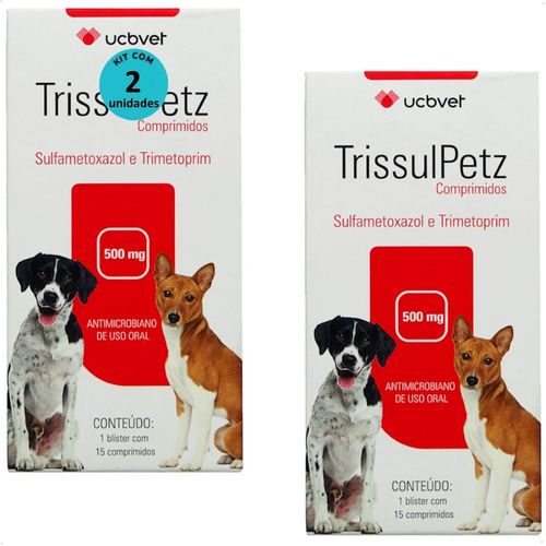 TRISSULPETZ 500MG COM 15 COMPRIMIDOS PARA CÃES UCBVET KIT COM 2 TRISSULPETZ 500MG COM 15 COMPRIMIDOS PARA CÃES UCBVET KIT COM 2