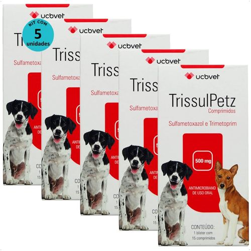 TRISSULPETZ 500MG COM 15 COMPRIMIDOS PARA CÃES UCBVET KIT COM 5 TRISSULPETZ 500MG COM 15 COMPRIMIDOS PARA CÃES UCBVET KIT COM 5