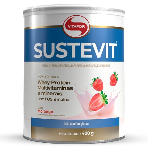 Sustevit Whey Protein Vitafor sabor Morango 400g Sustevit Whey Protein Vitafor sabor Morango 400g