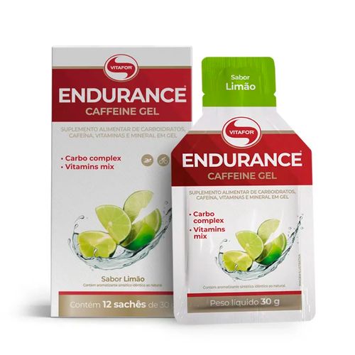 Endurance Caffeine Gel Vitafor Caixa 12 Sachês Limão Endurance Caffeine Gel Vitafor Caixa 12 Sachês Limão