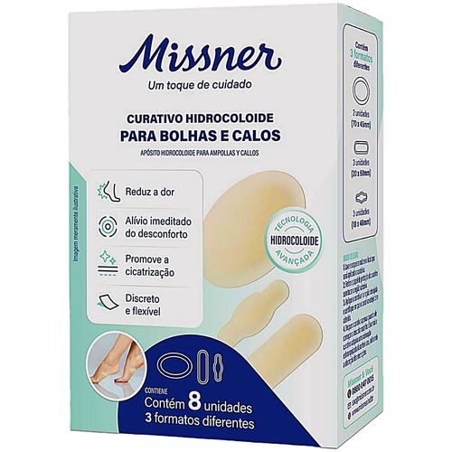 Curativo Hidrocoloide Missner para Calos e Bolhas 8 unidades Curativo Hidrocoloide Missner para Calos e Bolhas 8 unidades