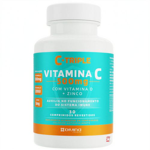 C-TRIPLE VITAMINA C 500MG + ZINCO + VITAMINA D 30 COMPRIMIDOS - DIVINA PHARMA C-TRIPLE VITAMINA C 500MG + ZINCO + VITAMINA D 30 COMPRIMIDOS - DIVINA PHARMA