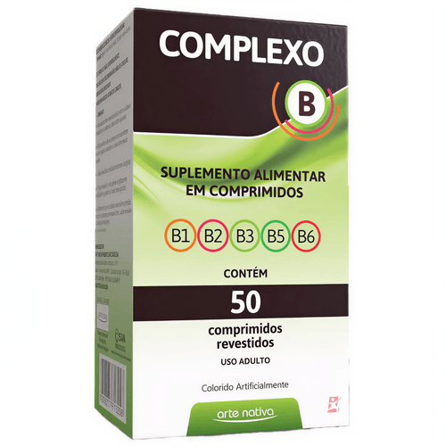 COMPLEXO B COM 5 VITAMINAS CONCENTRADO 50 COMPRIMIDOS - ARTE NATIVA COMPLEXO B COM 5 VITAMINAS CONCENTRADO 50 COMPRIMIDOS - ARTE NATIVA