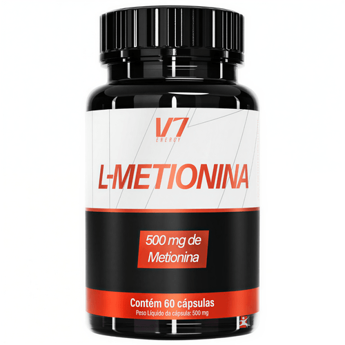 L-METIONINA 500MG POR PORÇÃO CONSUTRUA SUA FORÇA 60 CAPSULAS - V7 ENERGY