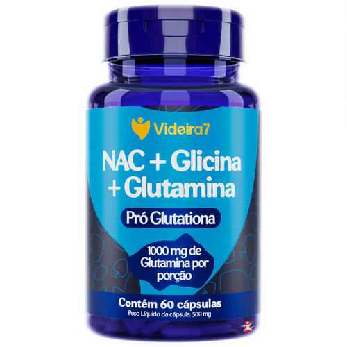 NAC + GLICINA + GLUTAMINA - PRÓ GLUTATIONA 60 CAPSULAS ACETILCISTEINA - VIDEIRA 7
