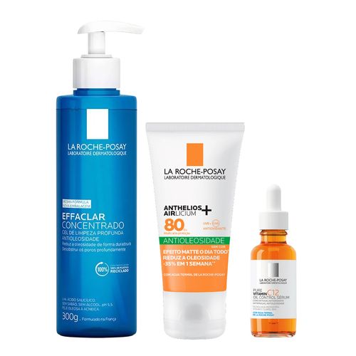 Kit-La-Roche-Posay-Gel-Effaclar-Serum-Pure-Vitamin-C12-Protetor-FPS-80-Airlicium-