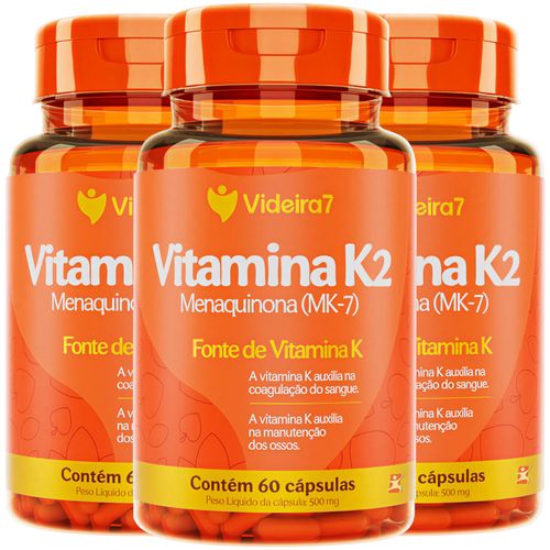 KIT 3 VITAMINA K2 MENAQUINONA MK-7 1 AO DIA 100% IDR TOTAL 180 CÁPSULAS - VIDEIRA7 KIT 3 VITAMINA K2 MENAQUINONA MK-7 1 AO DIA 100% IDR TOTAL 180 CÁPSULAS - VIDEIRA7