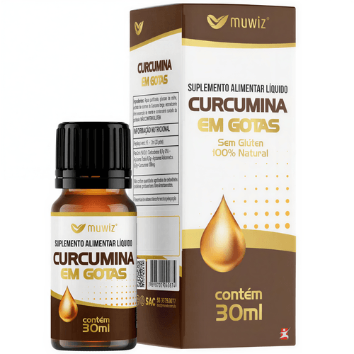 CURCUMINA 100% NATURAL CURCUMA LONGA EM GOTAS 30 ML - MUWIZ