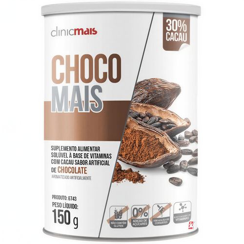 CHOCO MAIS - CACAU + ALFARROBA + POLIDEXTROSE + COMPLEXO B - CLINICMAIS