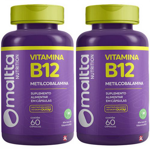 KIT 2 VITAMINA B12 METILCOBALAMINA CONCENTRADA 1 AO DIA TOTAL 120 CÁPSULAS VEGANAS - MALTTA NUTRITION