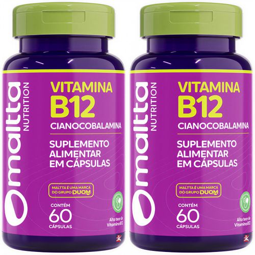 KIT 2 VITAMINA B12 CIANOCOBALAMINA CONCENTRADA TOTAL 120 CÁPSULAS - MALTTA NUTRITION