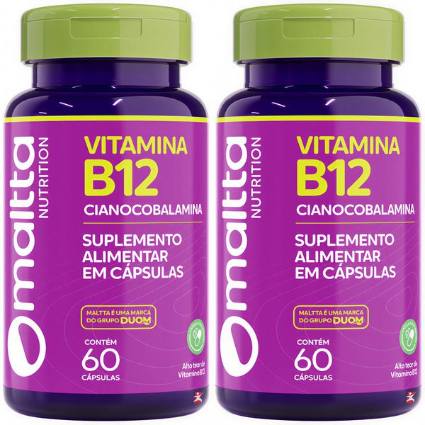 KIT 2 VITAMINA B12 CIANOCOBALAMINA CONCENTRADA TOTAL 120 CÁPSULAS - MALTTA NUTRITION