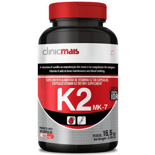 VITAMINA K2 MENAQUINONA MK7 120MCG APENAS 1 CÁPSULA AO DIA 30 CÁPSULAS - CLINICMAIS VITAMINA K2 MENAQUINONA MK7 120MCG APENAS 1 CÁPSULA AO DIA 30 CÁPSULAS - CLINICMAIS
