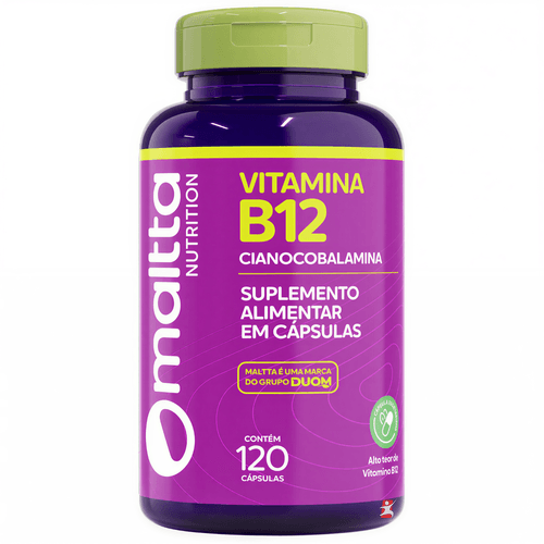 VITAMINA B12 CIANOCOBALAMINA CONCENTRADA 1 AO DIA 120 CÁPSULAS - MALTTA NUTRITION