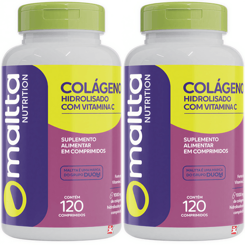 KIT 2 COLÁGENO HIDROLISADO + VITAMINA C CONCENTRADO TOTAL 240 COMPRIMIDOS - MALTTA NUTRITION