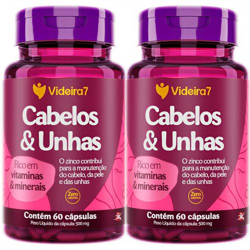 KIT 2 CABELOS E UNHAS RICO EM VITAMINAS E MINERAIS FÓRMULA CONCENTRADA TOTAL 120 CÁPSULAS – VIDEIRA7