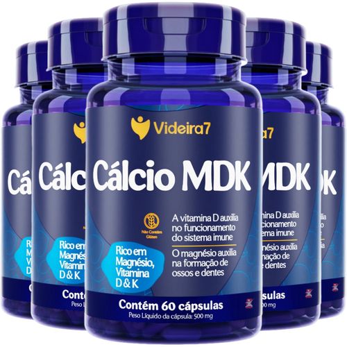 KIT 5 CALCIO MDK - MAGNÉSIO + VITAMINA D + VITAMINA K2 TOTAL 300 CÁPSULAS - VIDEIRA 7