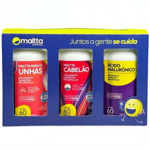 PACK BELEZA DA MULHER - CABELÃO + ÁCIDO HIALURONICO + UNHAS – HAIR, SKIN & NAILS PARA 2 MESES – MALTTA NUTRITION PACK BELEZA DA MULHER - CABELÃO + ÁCIDO HIALURONICO + UNHAS – HAIR, SKIN & NAILS PARA 2 MESES – MALTTA NUTRITION