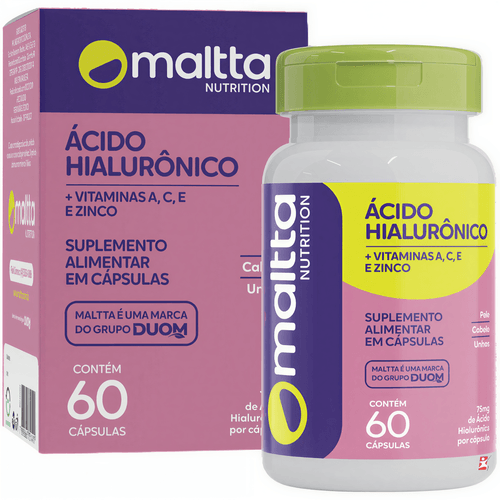 ÁCIDO HIALURÔNICO 75MG + VITAMINAS + ZINCO BELEZA DA MULHER 60 CÁPSULAS - MALTTA NUTRITION