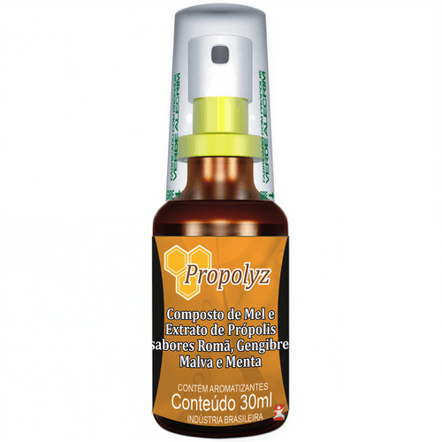 SPRAY LARANJA - MEL E PRÓPOLIS COM ROMÃ, GENGIBRE, MALVA E HORTELÃ 30ML - PROPOLYZ