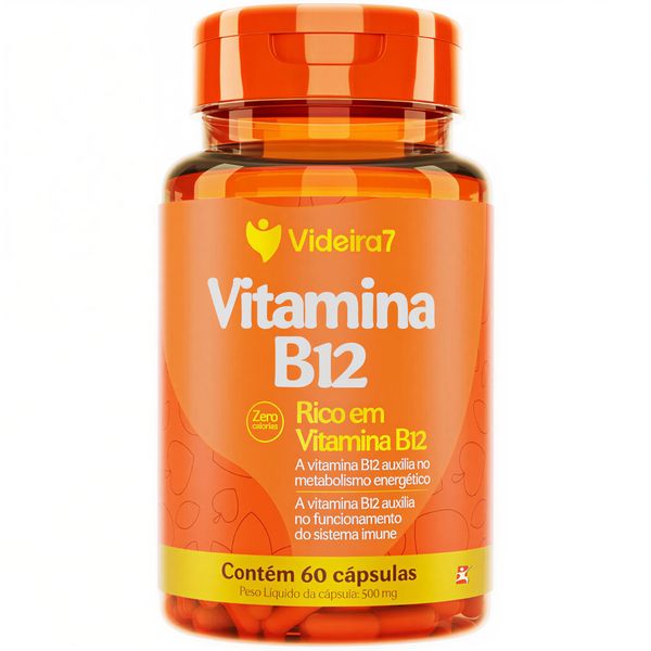 VITAMINA B12 CIANOCOBALAMINA CONCENTRADA 1 AO DIA 412% IDR 60 CAPSULAS - VIDEIRA7