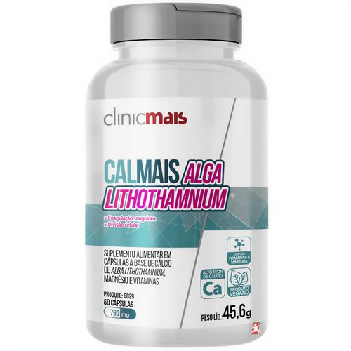 CALMAIS ALGA LITHOTHAMNIUM CÁLCIO VEGETAL + VITAMINAS + MINERAIS 60 CÁPSULAS - CLINICMAIS CALMAIS ALGA LITHOTHAMNIUM CÁLCIO VEGETAL + VITAMINAS + MINERAIS 60 CÁPSULAS - CLINICMAIS