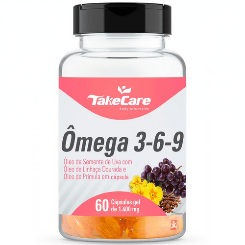 ÔMEGA 3-6-9 ÓLEO DE SEMENTE DE UVA + LINHAÇA + PRÍMULA 60 CÁPSULAS – TAKE CARE ÔMEGA 3-6-9 ÓLEO DE SEMENTE DE UVA + LINHAÇA + PRÍMULA 60 CÁPSULAS – TAKE CARE