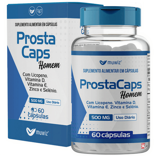 PROSTA CAPS HOMEM LICOPENO + VITAMINA D + VITAMINA E + ZINCO + SELÊNIO 60 CÁPSULAS – MUWIZ